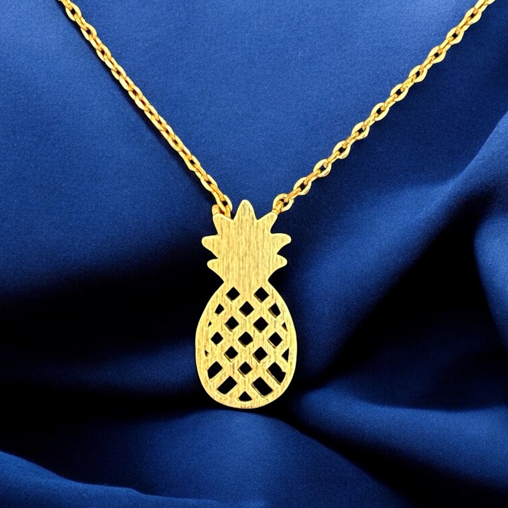 Dainty Gold Tone Openwork Pineapple Pendant Charm Necklace 165 Length Dainty Gold Tone Openwork Pineapple Pendant Charm Necklace 165 Length